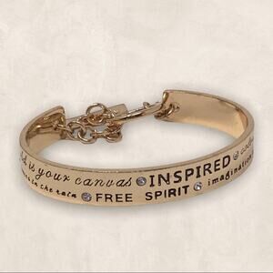 BCBGeneration Inspired Gold Tone Cuff Bracelet with Crystal Stones